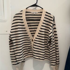 Reformation Cashmere Striped Black and Cream Cardigan